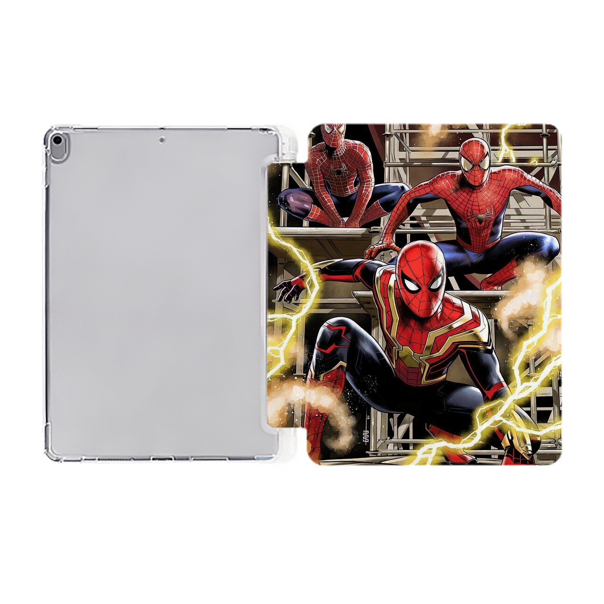 （画像用） Spider Man スパイダーマン IPad ケース ペン収納付き 三つ折りスタンド PUレザー×シリコン 対応機種9.5/10.5/10.9インチ